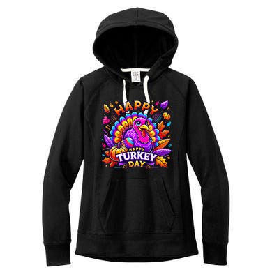 Happy Turkey Day Thanksgiving Female Turkey Women's Fleece Hoodie