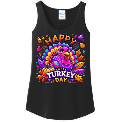 Happy Turkey Day Thanksgiving Female Turkey Ladies Essential Tank