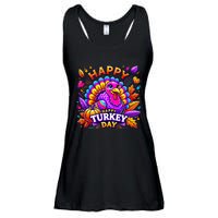 Happy Turkey Day Thanksgiving Female Turkey Ladies Essential Flowy Tank