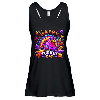 Happy Turkey Day Thanksgiving Female Turkey Ladies Essential Flowy Tank