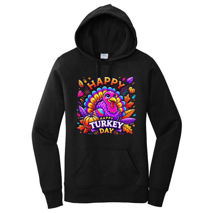 Happy Turkey Day Thanksgiving Female Turkey Women's Pullover Hoodie