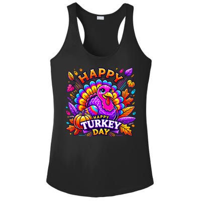 Happy Turkey Day Thanksgiving Female Turkey Ladies PosiCharge Competitor Racerback Tank