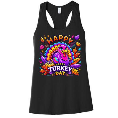 Happy Turkey Day Thanksgiving Female Turkey Women's Racerback Tank