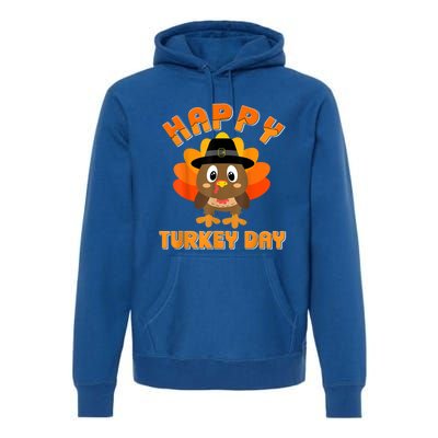 Happy Turkey Day Cool Gift Cute Little Pilgrim Gift Thanksgiving Funny Gift Premium Hoodie