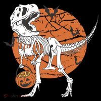 Halloween TRex Dinosaur Skeleton Stripe Pom Pom Beanie