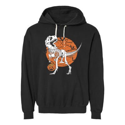 Halloween TRex Dinosaur Skeleton Garment-Dyed Fleece Hoodie
