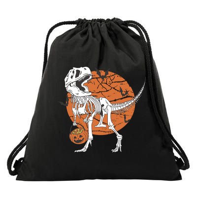 Halloween TRex Dinosaur Skeleton Drawstring Bag