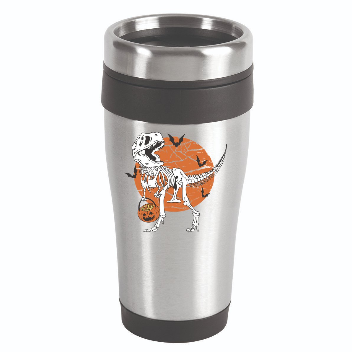 Halloween TRex Dinosaur Skeleton 16oz Travel Tumbler