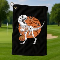Halloween TRex Dinosaur Skeleton Golf Towel