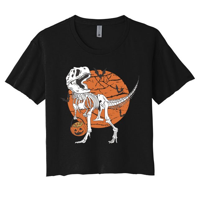 Halloween TRex Dinosaur Skeleton Women's Crop Top Tee