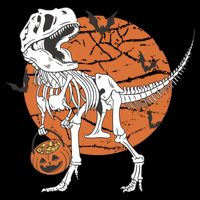 Halloween TRex Dinosaur Skeleton Cropped Pullover Crew