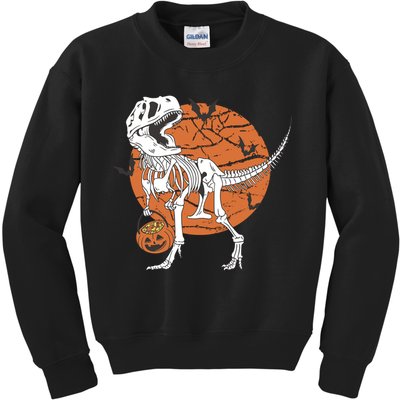 Halloween TRex Dinosaur Skeleton Kids Sweatshirt