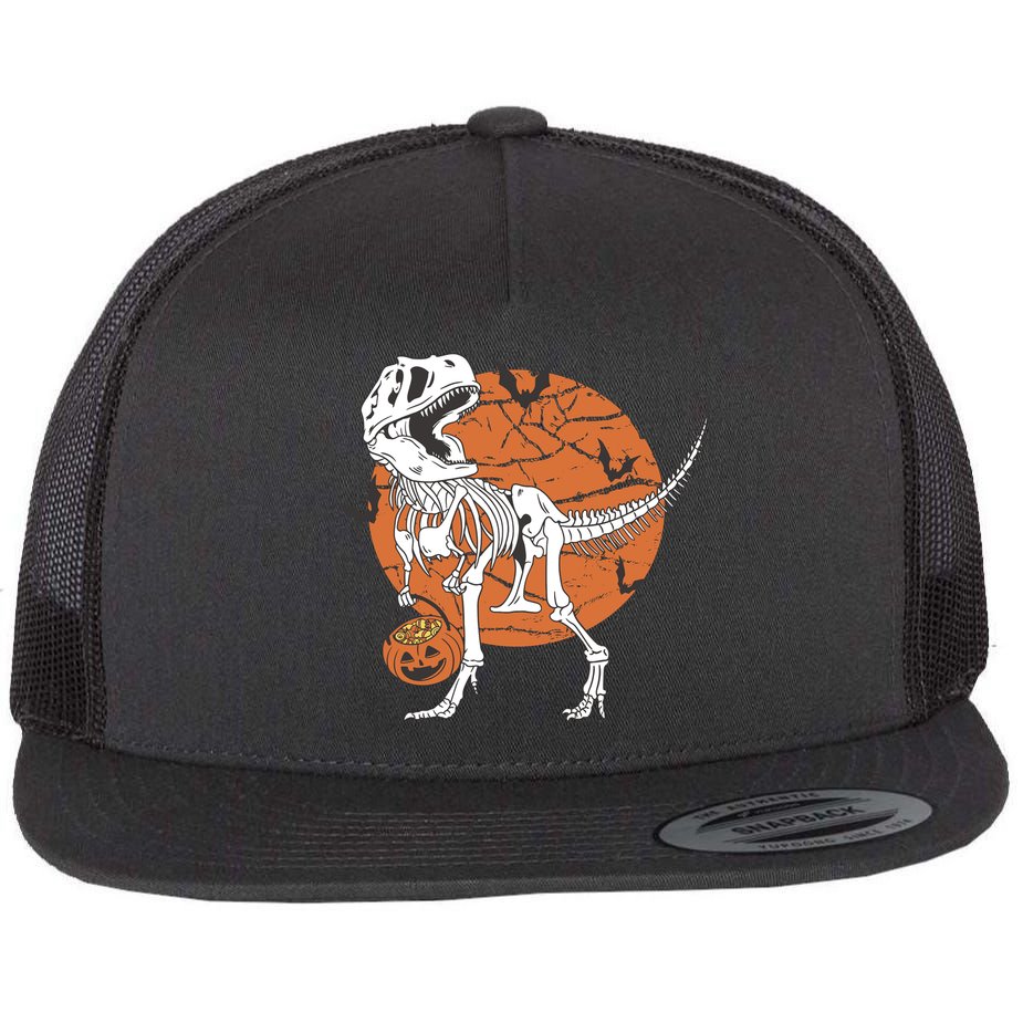 Halloween TRex Dinosaur Skeleton Flat Bill Trucker Hat