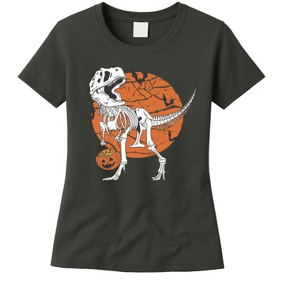 Halloween TRex Dinosaur Skeleton Womens T-Shirt