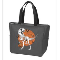 Halloween TRex Dinosaur Skeleton Zip Tote Bag