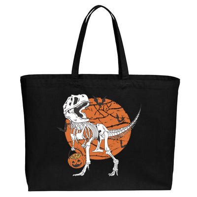 Halloween TRex Dinosaur Skeleton Cotton Canvas Jumbo Tote