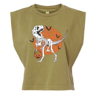 Halloween TRex Dinosaur Skeleton Garment-Dyed Women's Muscle Tee