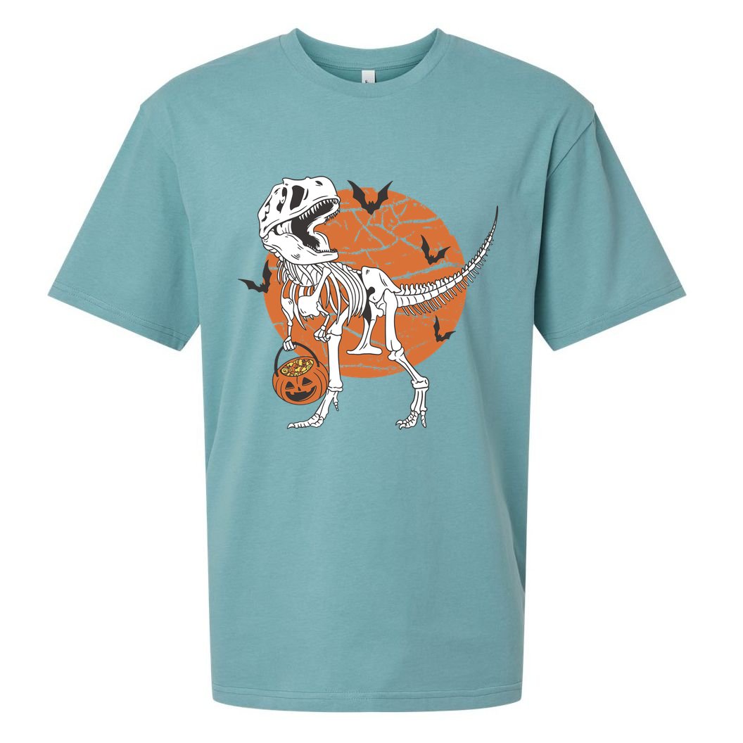 Halloween TRex Dinosaur Skeleton Sueded Cloud Jersey T-Shirt