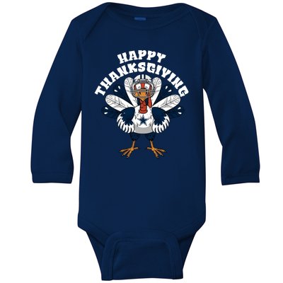 Happy Thanksgiving Dallas Cowboys Turkey Baby Long Sleeve Bodysuit