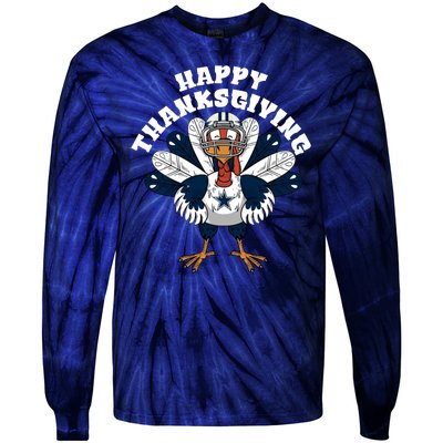 Happy Thanksgiving Dallas Cowboys Turkey Tie-Dye Long Sleeve Shirt