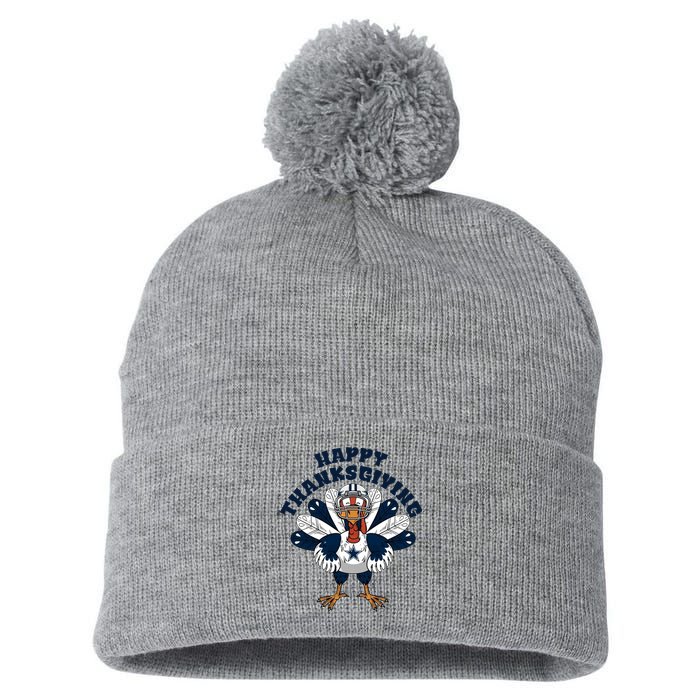 Happy Thanksgiving Dallas Cowboys Turkey Pom Pom 12in Knit Beanie