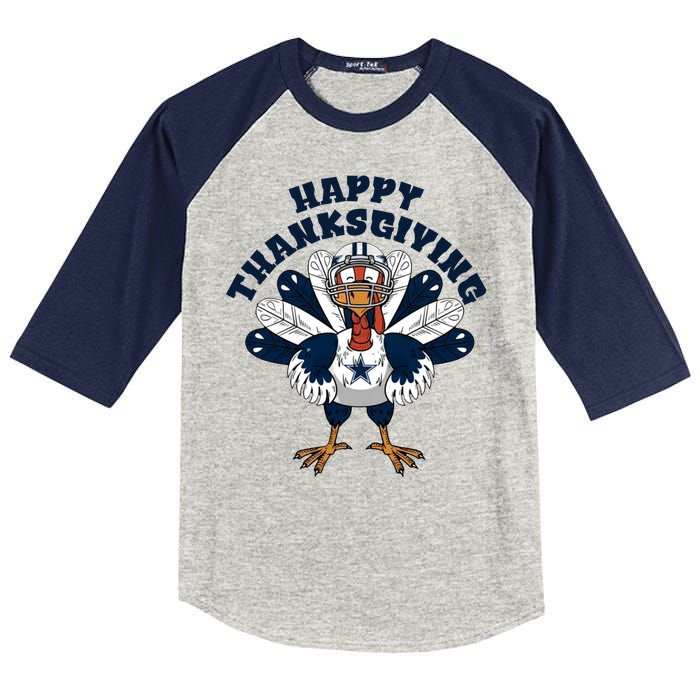 Happy Thanksgiving Dallas Cowboys Turkey Kids Colorblock Raglan Jersey