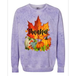 Happpy Thanksgiving Day Autumn Fall Maple Leaves Thankful Colorblast Crewneck Sweatshirt