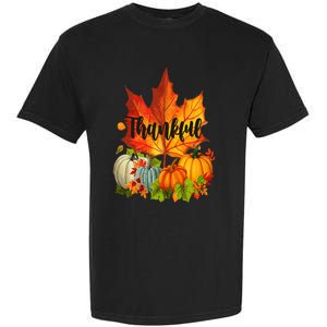 Happpy Thanksgiving Day Autumn Fall Maple Leaves Thankful Garment-Dyed Heavyweight T-Shirt