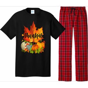 Happpy Thanksgiving Day Autumn Fall Maple Leaves Thankful Pajama Set