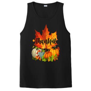 Happpy Thanksgiving Day Autumn Fall Maple Leaves Thankful PosiCharge Competitor Tank