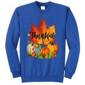 Happpy Thanksgiving Day Autumn Fall Maple Leaves Thankful Sweatshirt