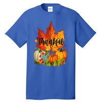 Happpy Thanksgiving Day Autumn Fall Maple Leaves Thankful Tall T-Shirt