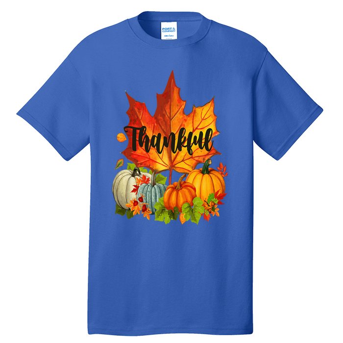 Happpy Thanksgiving Day Autumn Fall Maple Leaves Thankful Tall T-Shirt