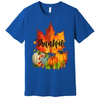 Happpy Thanksgiving Day Autumn Fall Maple Leaves Thankful Premium T-Shirt