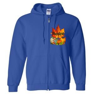 Happpy Thanksgiving Day Autumn Fall Maple Leaves Thankful Full Zip Hoodie