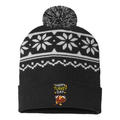 Happy Turkey Day USA-Made Snowflake Beanie