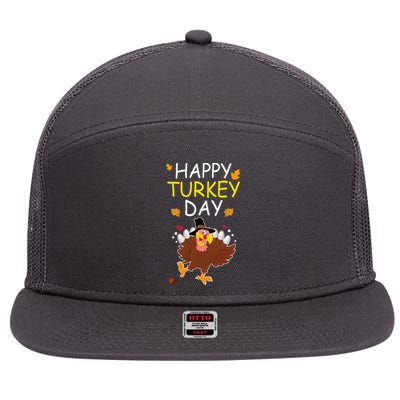 Happy Turkey Day 7 Panel Mesh Trucker Snapback Hat