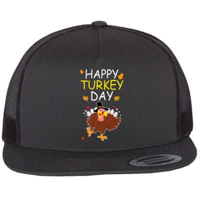 Happy Turkey Day Flat Bill Trucker Hat