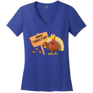 Happy Turkey Day Funny Thanksgiving Family Graphic Gift Women's V-Neck T-Shirt