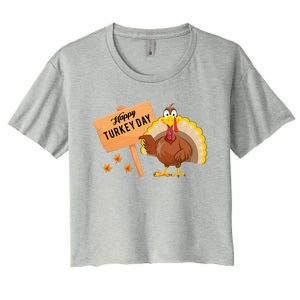 Happy Turkey Day Funny Thanksgiving Family Graphic Gift Women's Crop Top Tee