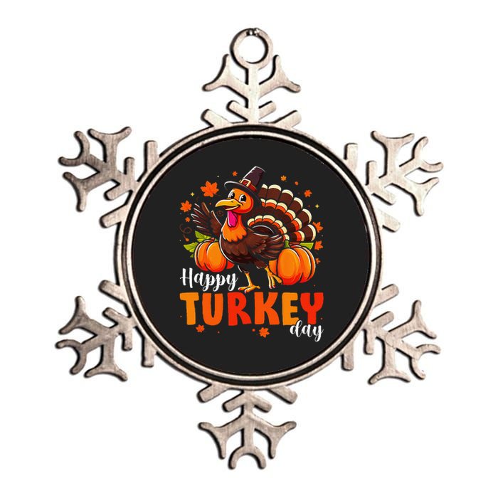 Happy Turkey Day Fall Autumn Thanksgiving Gift Metallic Star Ornament