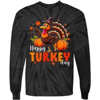 Happy Turkey Day Fall Autumn Thanksgiving Gift Tie-Dye Long Sleeve Shirt