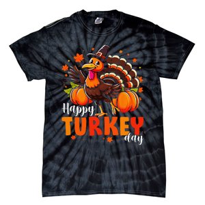 Happy Turkey Day Fall Autumn Thanksgiving Gift Tie-Dye T-Shirt