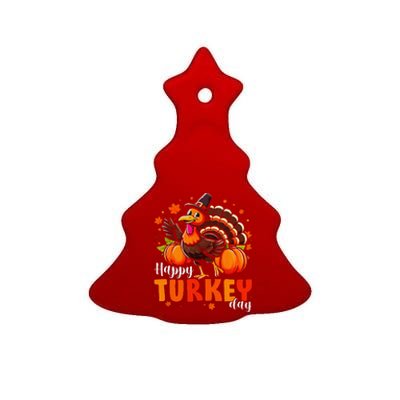 Happy Turkey Day Fall Autumn Thanksgiving Gift Ceramic Tree Ornament