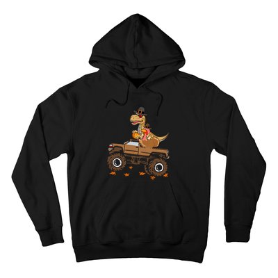 Happy Thanksgiving Dinosaur Turkey Riding Truck Hoodie