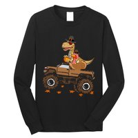 Happy Thanksgiving Dinosaur Turkey Riding Truck Long Sleeve Shirt