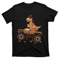 Happy Thanksgiving Dinosaur Turkey Riding Truck T-Shirt