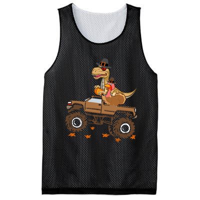 Happy Thanksgiving Dinosaur Turkey Riding Truck Mesh Reversible Basketball Jersey Tank