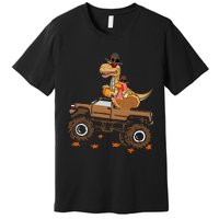 Happy Thanksgiving Dinosaur Turkey Riding Truck Premium T-Shirt