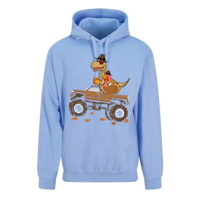 Happy Thanksgiving Dinosaur Turkey Riding Truck Unisex Surf Hoodie